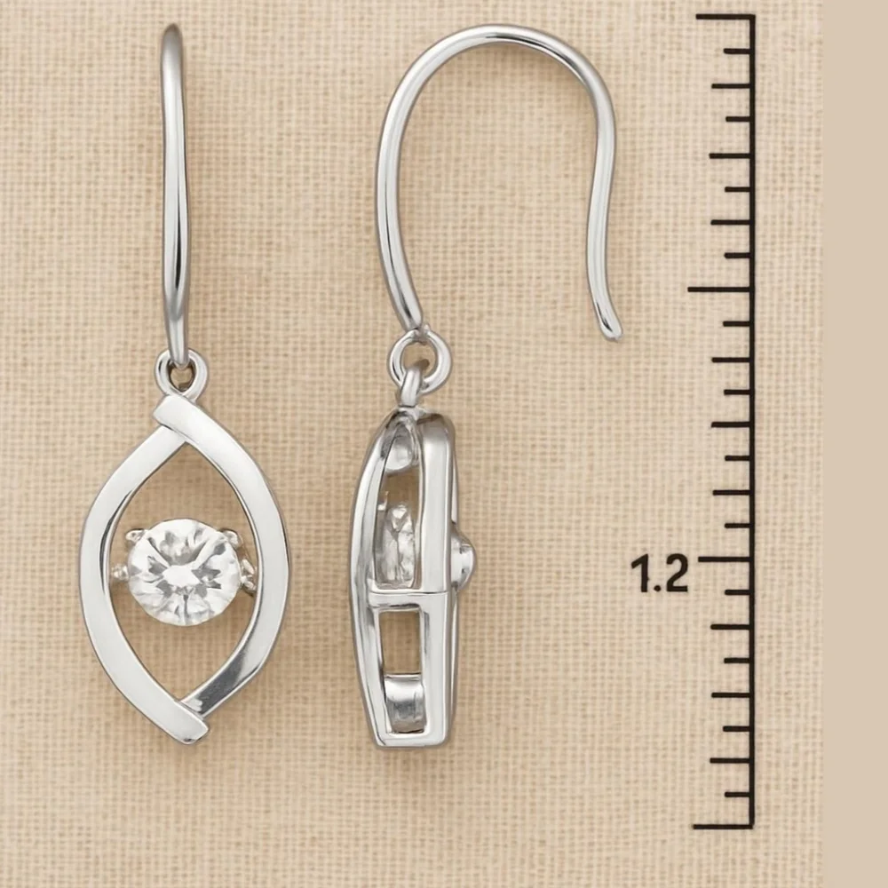 Sterling Silver CZ Heartbeat Dangle Earrings 2.00 ctw